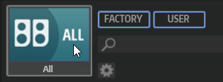 「Factory」ボタンと「User」ボタンの横にあるライブラリーアイコン