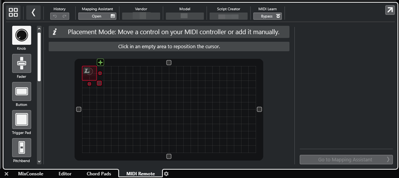 MIDI コントロールサーフェスのエディター