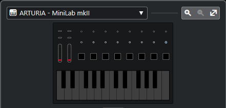 Abschnitt der Controller-Oberfläche, in der die Controller-Oberfläche für einen verbundenen MIDI-Controller angezeigt wird
