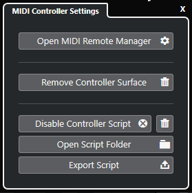 「MIDI コントローラー設定 (MIDI Controller Settings)」ペイン