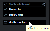 オーディオトラックインスペクターの「エクステンションを選択 (Select Extension)」ポップアップメニュー