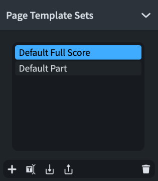 Page Template Sets section of the Pages panel