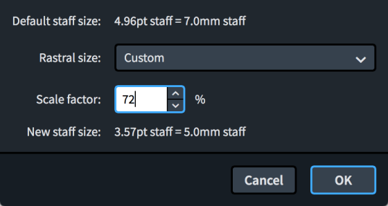 Custom Staff Size dialog