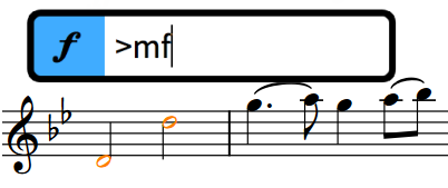 The dynamics popover with an example entry