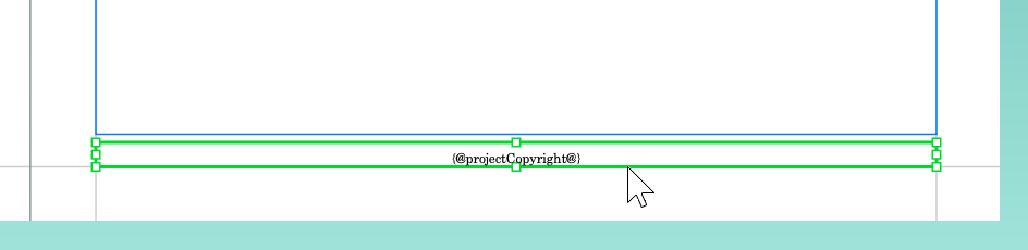 Copyright text frame selected