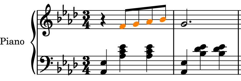 Eighth notes selected in bar 1