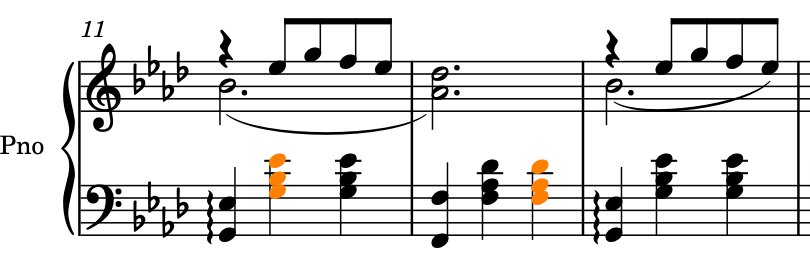 Chords selected in bars 11-12