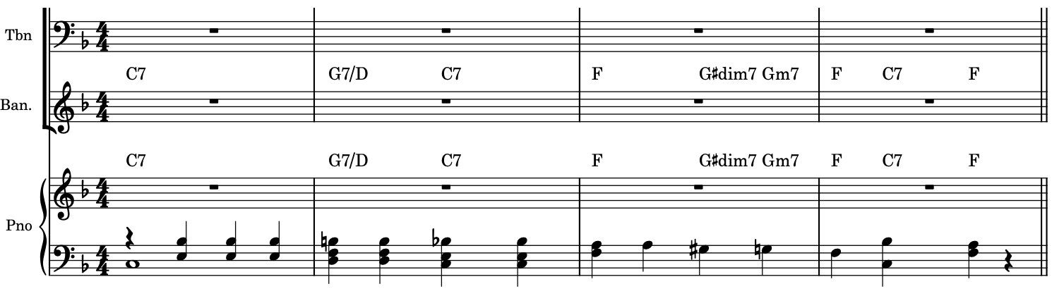 Chord symbols input in bars 1-4
