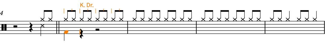 Kick drum note input in bar 5