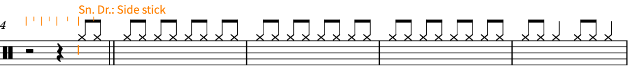 Side stick playing technique selected