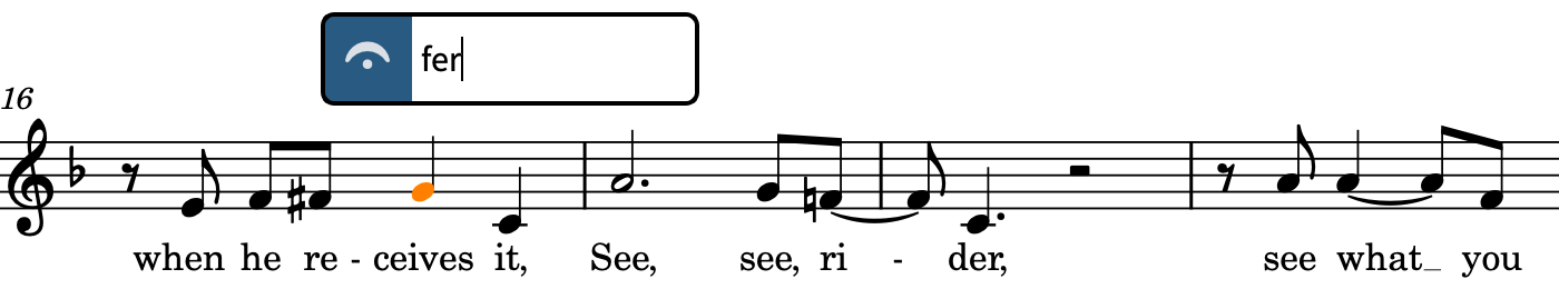 Holds and pauses popover above the staff with an entry for a fermata
