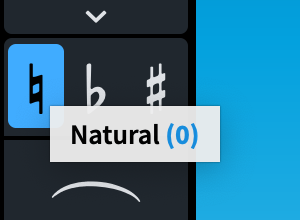 Natural accidental button in the Notes panel