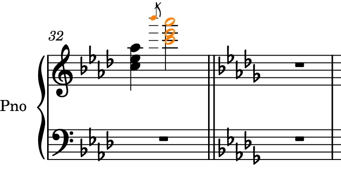 Chord and grace note selected