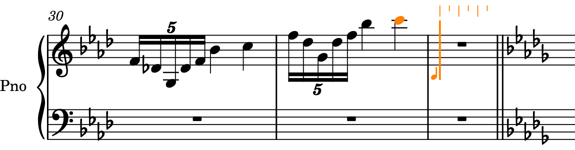 Notes input in bars 30-31