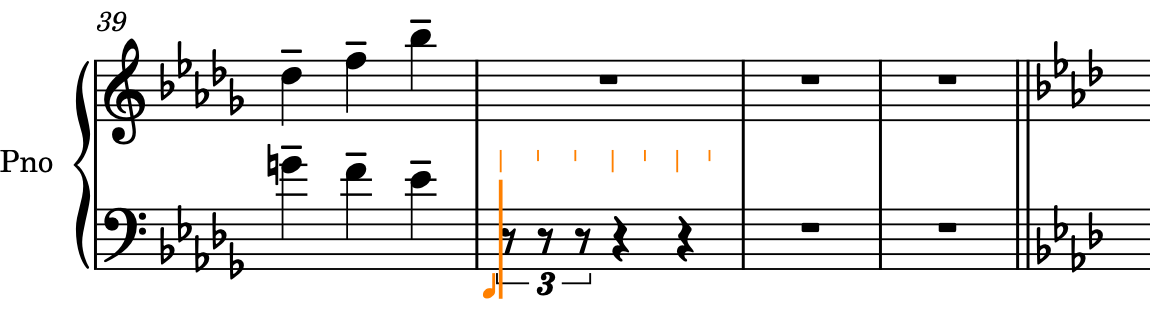 Eighth note triplet input on the bottom staff in bar 40