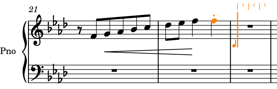 Note input with a staccato articulation