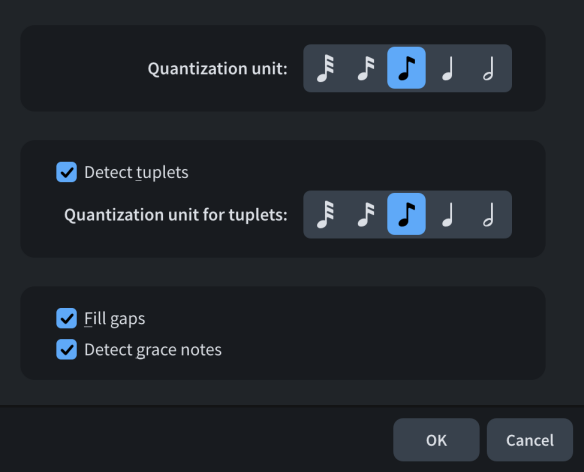 MIDI Quantize Options dialog