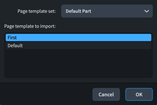 Import Page Template dialog