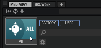 The library icon next to the Factory and User buttons.