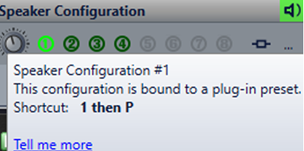 Tooltip informing you that the active speaker configuration is linked to a playback plug-in preset